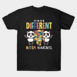 It's OK To Be Different Autism Awareness Panda T-Shirt